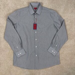 ZNT18 Basil Men's‎ Grey Pinstripe Dress Shirt Size 16.5 34/35 Cotton NWT